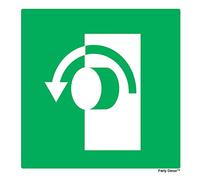 4 x Turn to open - left - Pictogram - Info Sign Removable Self Adhesive Waterproof Durable Vinyl Label Sticker 150mm x 150mm