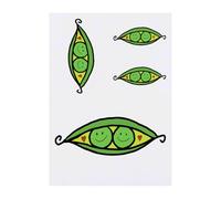 4 x 'Two Happy Peas in a Pod' Temporary Tattoos - Water Resistant, Skin-Safe, Non-Toxic Transfers, Mixed Sizes (TO00076594)