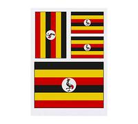 4 x 'Uganda Flag' Temporary Tattoos - Water Resistant, Skin-Safe, Non-Toxic Transfers, Mixed Sizes (TO00014477)