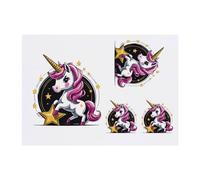 4 x 'Unicorn Riding And A Star ' Temporary Tattoos - Water Resistant, Skin-Safe, Non-Toxic Transfers, Mixed Sizes (TO00070114)