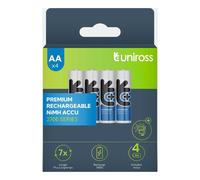 Uniross AA Rechargeable Batteries HR6 2700 series (min 2500mAh) NiMH. High Drain.