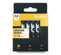 4 x Uniross AA Ultra Lithium 3000mAh Batteries Li-FeS₂ 1.5V - L91 Blink Camera