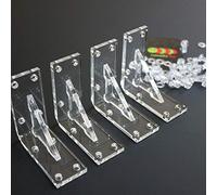 4 x V4, 5mm Thickness, Reinforced, Strong, Angled L Brackets, Polished Clear Acrylic + 40x M5 Bolts, Clear Right Angle Bracket