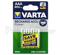 4 x Varta AAA 800mAh batteries Rechargeable Ni-MH 1.2V HR03 MIcro 56703 Accu
