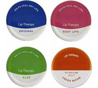 4 x Vaseline Lip Balm - Petroleum Jelly - Lip Therapy - Original, Coco Butter, Alo VeraAnd Rosy 20g Tin - Soothes Dry Lips