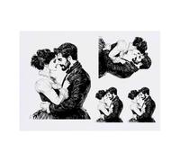 4 x 'Vintage Couple in Love' Temporary Tattoos - Water Resistant, Skin-Safe, Non-Toxic Transfers, Mixed Sizes (TO00082924)