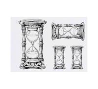 4 x 'Vintage Hourglass' Temporary Tattoos - Water Resistant, Skin-Safe, Non-Toxic Transfers, Mixed Sizes (TO00083486)