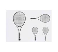 4 x 'VintageTennis Racquet' Temporary Tattoos - Water Resistant, Skin-Safe, Non-Toxic Transfers, Mixed Sizes (TO00081202)