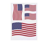4 x 'Waving American Flag' Temporary Tattoos - Water Resistant, Skin-Safe, Non-Toxic Transfers, Mixed Sizes (TO00068308)