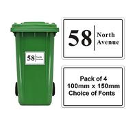 4 x Wheelie Bin Stickers Bin Numbers for Wheelie Bins Custom Wheelies Bins Numbers Stickers Personalised Bin Number Sticker with House Number Street Name(Design 1)