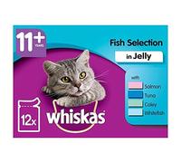 4 x Whiskas 11+ Cat Pouches Fish Selection In Jelly 12x100g