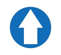 4 x white arrow on blue - social distancing landscape floor safety sign self adhesive vinyl weather proof label sticker - 15cm x 15cm - (SC-35)
