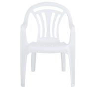 4 x White Stackable Plastic Low Back Garden Chairs For Patios