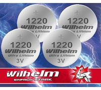 4 x Wilhelm CR1220 Lithium Button Cell Batteries 3 V 40 mAh Diameter 12 x 2.0 mm DL1220