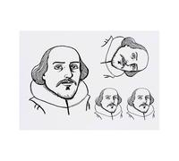 4 x 'William Shakespeare' Temporary Tattoos - Water Resistant, Skin-Safe, Non-Toxic Transfers, Mixed Sizes (TO00075364)
