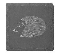 4 x 'Woodland Hedgehog' 10cm Square Slate Coasters (CR00174638)