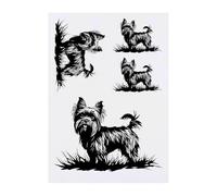 4 x 'Yorkshire Terrier on Grass' Temporary Tattoos - Water Resistant, Skin-Safe, Non-Toxic Transfers, Mixed Sizes (TO00084626)