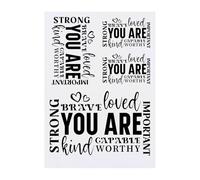 4 x 'You Are Strong Brave Loved Motivational Quote' Temporary Tattoos - Water Resistant, Skin-Safe, Non-Toxic Transfers, Mixed Sizes (TO00081554)