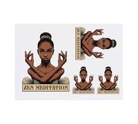 4 x 'Zen Meditation Girl' Temporary Tattoos - Water Resistant, Skin-Safe, Non-Toxic Transfers, Mixed Sizes (TO00084352)