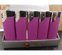 4 x ZIG ZAG Premium Colourful Rubberized Jet Lighters, Windproof Gas Refillable - Limited Edition (PURPLE)