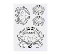 4 x 'Zodiac Cancer Crab' Temporary Tattoos - Water Resistant, Skin-Safe, Non-Toxic Transfers, Mixed Sizes (TO00006467)