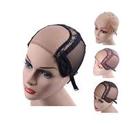 4"X4" U Part Swiss Lace Wig Cap For Making Wigs With Adjustable Straps Mesh Wig Cap (Black S 52cm)