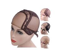 4"X4" U Part Swiss Lace Wig Cap For Making Wigs With Adjustable Straps Mesh Wig Cap (Dark Brown M 54cm)
