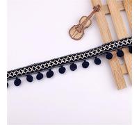 4 Yards 2.8cm Pom Pom Ball Fringe Trim Pom Pom Trim Ribbon Mini Pom Pom Tassel Ribbon Sewing Pompom Trim Ball Fringe Trimming Lace Tassel Applique for Home Curtain Clothes Pillow (11_Navy Blue)