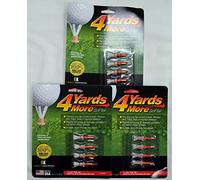 4 Yards More Golf Tees 1 3/4" - Red - 3 Packs of 4 Tees - (11925)