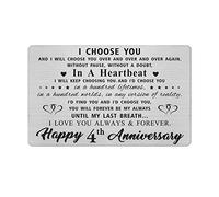 4 Year Anniversary Card Gifts for Husband Wife Him Her, 4th yr Best Anniversary Wedding Engraved Wallet Card Inserts Gifts for Couples