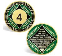 4 Year NA Sobriety Coin, Green NA Medallions Sobriety Chips - Love, Hope, Spirit, Faith Addiction Recovery Coins Sober Tokens for Narcotics Anonymous Recovery Sober Gifts