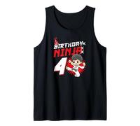 4 Year Old Birthday Ninja Martial Art and Karate Theme Tank Top