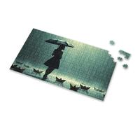 4 Year Old Boy Gift A Woman Stands In The Rain With An Umbrella, Surrounded By Paper Boats Picture Puzzle 500 Piece Puzzles Toddler Puzzles Ages 2-4(300PCS)