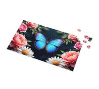 4 Year Old Boy Gift Blue Butterfly Among Pink Flowers Picture Puzzle 300 Piece Puzzle Toddler Puzzles Ages 2-4(1000PCS)