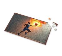 4 Year Old Boy Gift Flaming Dunk: The Basketball Player'S Epic Leap Picture Puzzle Gift For 4 Year Old Boy 300 Piece Puzzles(300PCS)