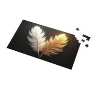 4 Year Old Boy Gift Golden And Silver Feathers On Black Background Picture Puzzle Puzzles For Kids Ages 4-6 Spot It Game For Kids(500PCS)