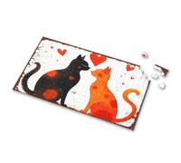 4 Year Old Boy Gift Love Between Black And Orange Cats With Hearts Picture Puzzle Jigsaw Puzzles 500 Pieces Jigsaw(300PCS)
