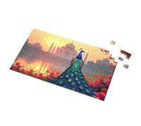 4 Year Old Boy Gift Peacock In Front Of Taj Mahal At Sunset Picture Puzzle Puzzles For Kids Ages 4-6 Spot It Game For Kids(1000PCS)