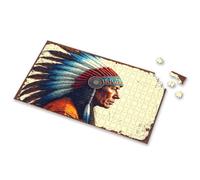 4 Year Old Boy Gift Profile Of An Indigenous Leader With Feathered Headdress Picture Puzzle 300 Piece Puzzles Toys For Boys 6-8(300PCS)