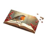 4 Year Old Boy Gift Robin On An Open Book With Berries Picture Puzzle Puzzles For Kids Ages 4-6 Spot It Game For Kids(1000PCS)