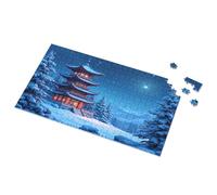 4 Year Old Boy Gift Snowy Night At The Ancient Pagoda Picture Puzzle Puzzles For Kids Ages 4-6 Spot It Game For Kids(500PCS)