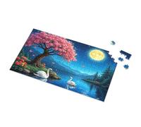 4 Year Old Boy Gift Swans By The Moonlit Lake With Cherry Blossoms Picture Puzzle 300 Piece Puzzle Toddler Puzzles Ages 2-4(300PCS)
