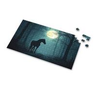 4 Year Old Girl Birthday Gifts A Horse Stands Under A Full Moon In A Foggy Forest Picture Puzzle Toys For Ages 8-13 500 Piece Puzzles(300PCS)