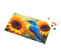 4 Year Old Girl Birthday Gifts Blue And Yellow Bird With Sunflowers Picture Puzzle Puzzles For Adults 500 Pieces Puzzle 1000 Pieces(300PCS)