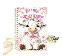 4 Year Planner 48-Month 2027-2030 Cow Spiral Cute Writing Notebook | Offices Planning Calendar for School Study Home Cleaning Exercise Workout Mental Health Vacation Party Birthday