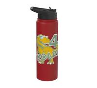 4 Years Dino Roar Dinosaur 4th Birthday Stainless Steel Insulated Water Bottle