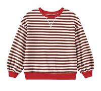 4 Years Girls Clothes Kids Sweatshirt Loose Pullover Long Sleeve Tops Crew Neck Striped Clothes Top for Girls Age 4 (Red, 7-8 Years)