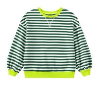 4 Years Girls Clothes Kids Sweatshirt Loose Pullover Long Sleeve Tops Crew Neck Striped Clothes Top for Girls Age 4 (Green, 5-6 Years)