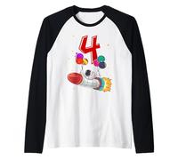 4 Years Old Astronaut 4th Birthday Space Rocket Boy Raglan Baseball Tee