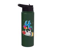 4 Years Old Astronaut 4th Birthday Space Rocket Boy Stainless Steel Insulated Water Bottle